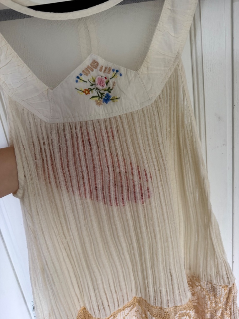 Free People Ivory Sheer Embroidered Lace Boho Tank Top L - Picture 10 of 10